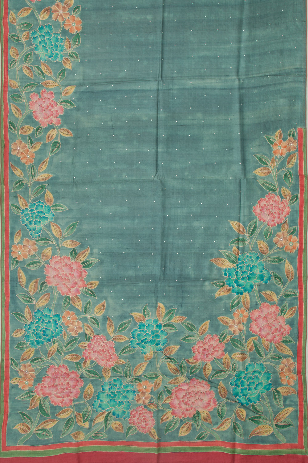 Tussar Butta Blue Saree