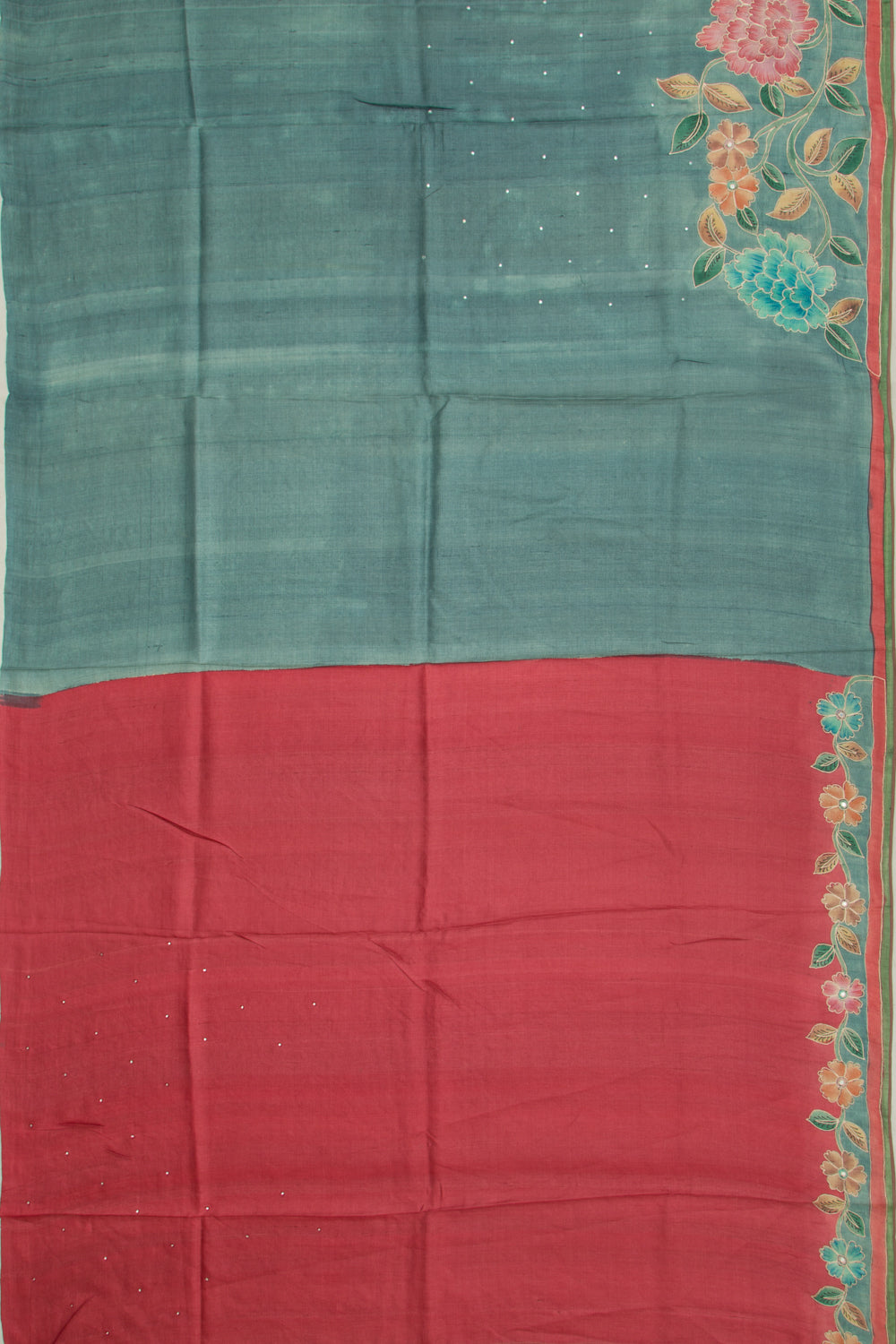 Tussar Butta Blue Saree