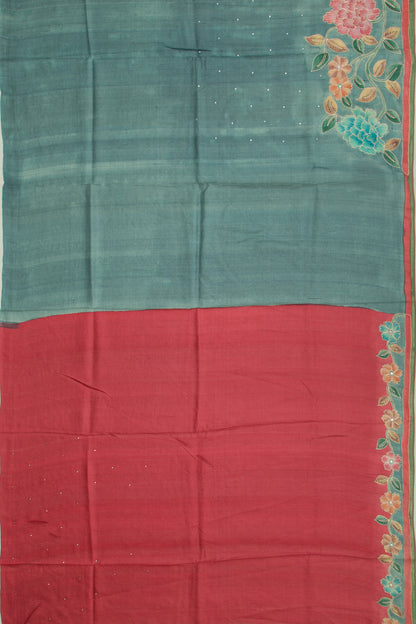 Tussar Butta Blue Saree