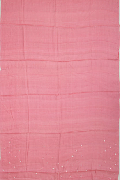 Tussar Butta Pink Saree With Scallop Border