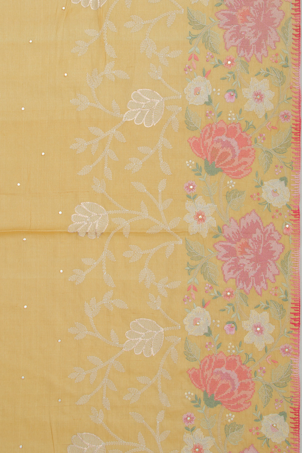 Tussar Butta Yellow Saree