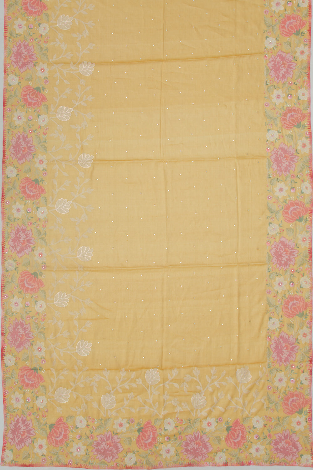 Tussar Butta Yellow Saree