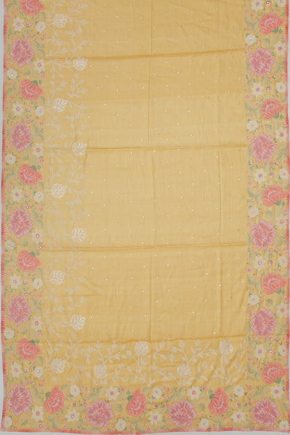 Tussar Butta Yellow Saree