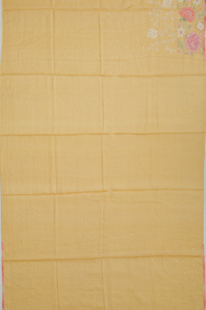 Tussar Butta Yellow Saree