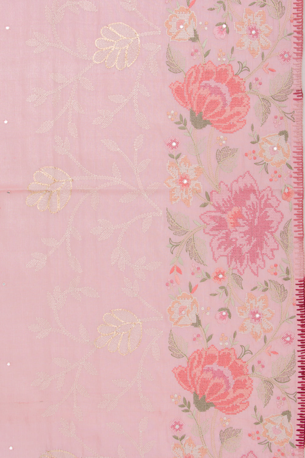 Tussar Butta Baby Pink Saree