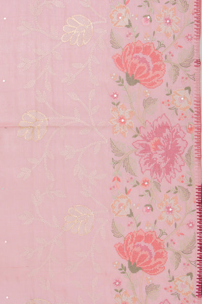 Tussar Butta Baby Pink Saree