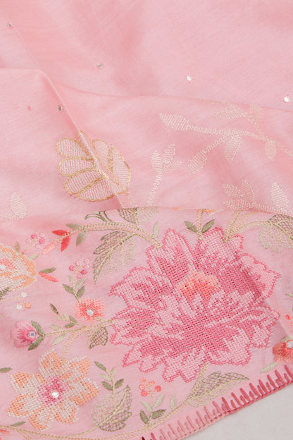 Tussar Butta Baby Pink Saree