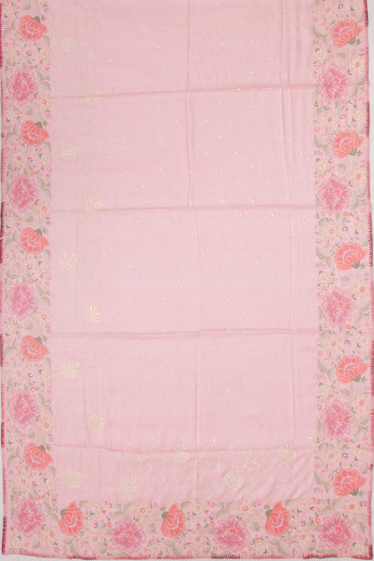 Tussar Butta Baby Pink Saree