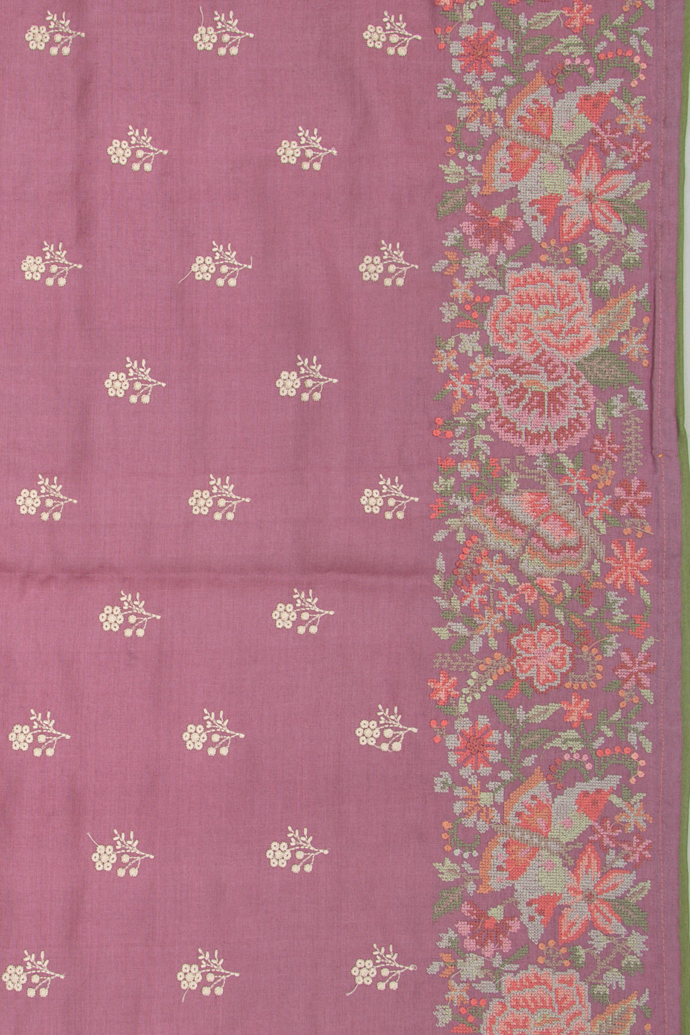 Tussar Floral Embroidery Butta Lavender Saree