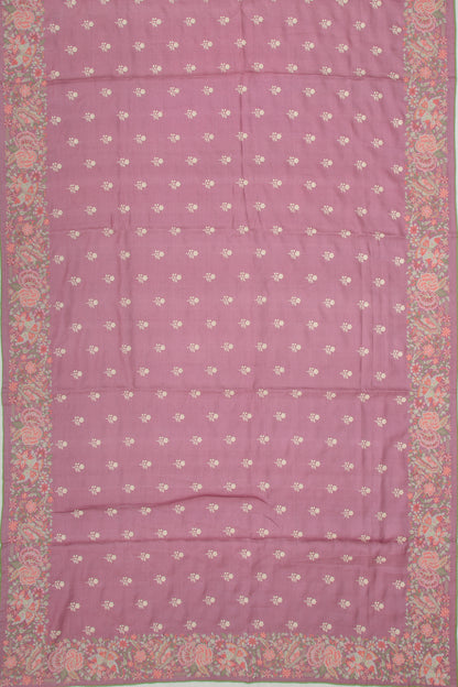Tussar Floral Embroidery Butta Lavender Saree