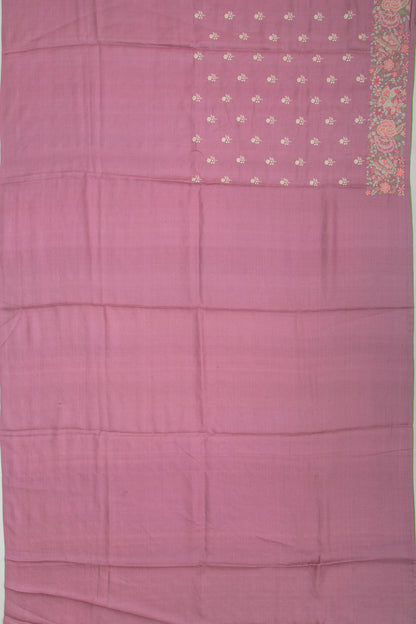 Tussar Floral Embroidery Butta Lavender Saree