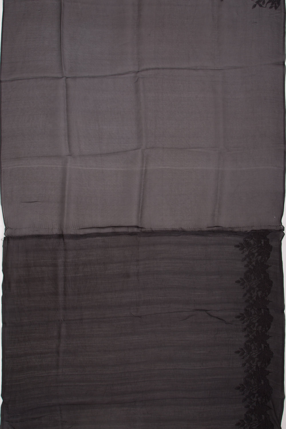 Organza Embroidery Butta Black Saree With Scallop Border