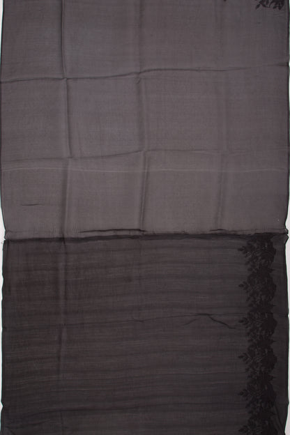 Organza Embroidery Butta Black Saree With Scallop Border
