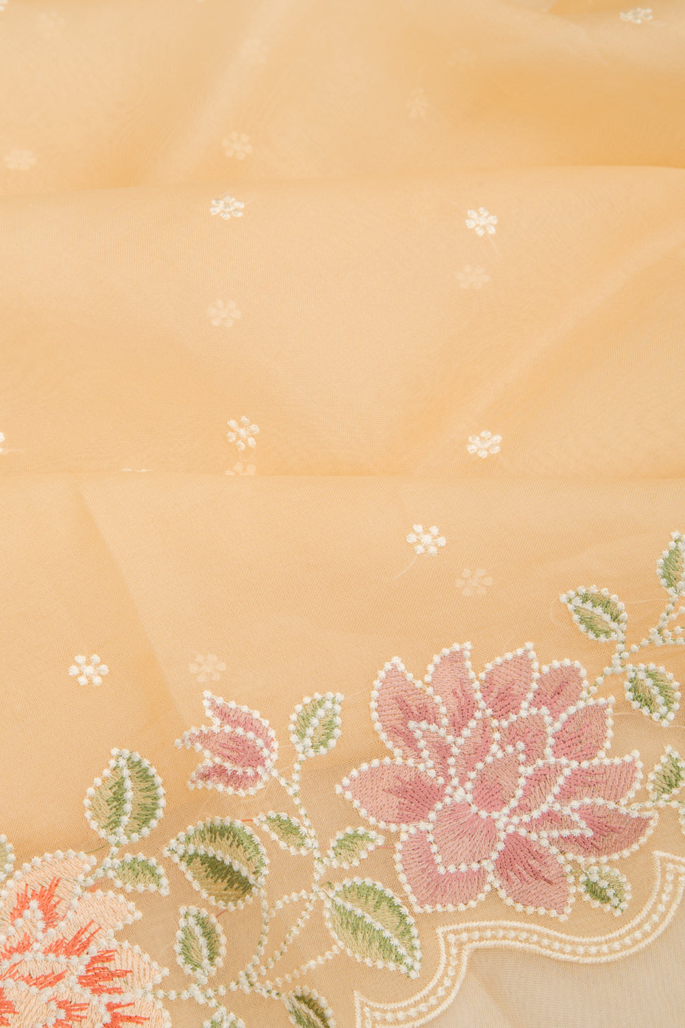 Organza Embroidery Butta Cream Saree