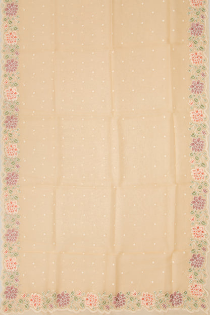 Organza Embroidery Butta Cream Saree