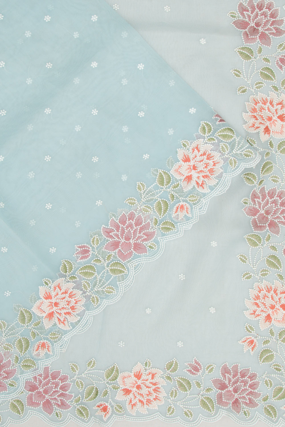 Organza Embroidery Butta Pastel Pastel Blue Saree