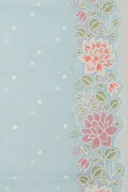 Organza Embroidery Butta Pastel Pastel Blue Saree