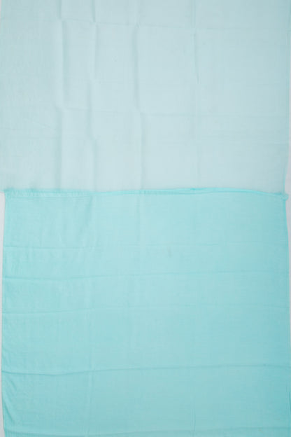 Organza Embroidery Butta Sky Blue Saree With Scallop Border