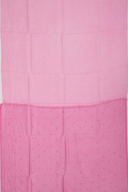 Organza Embroidery Butta Pink Saree With Scallop Border