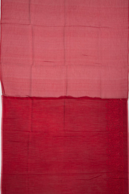 Organza Embroidery Butta Red Saree With Scallop Border