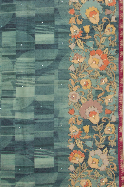 Tussar Butta Blue Saree