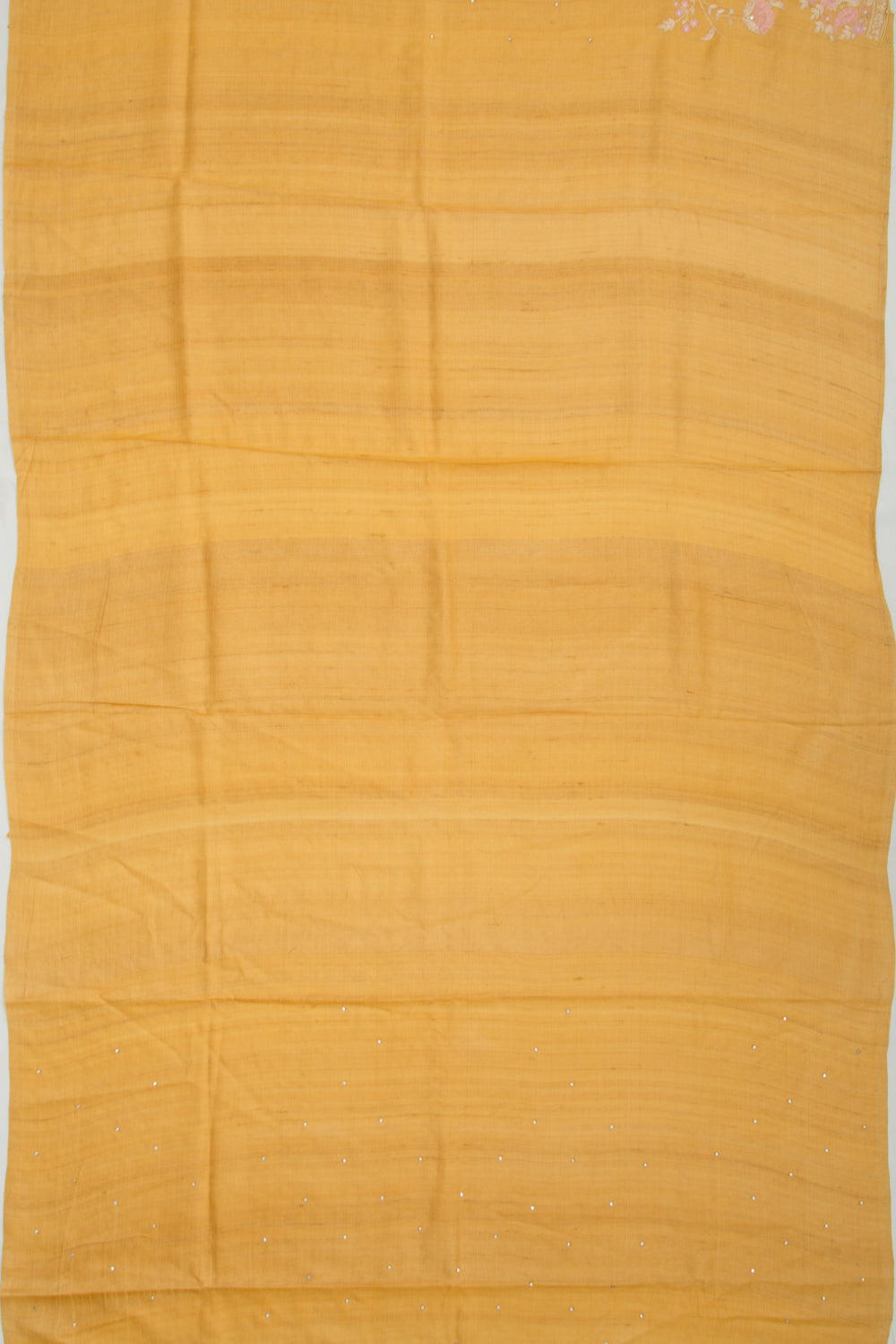 Tussar Butta Mustard Yellow Saree With Scallop Border