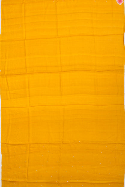 Tussar Butta Mustard Yellow Saree With Scallop Border And Cutwork