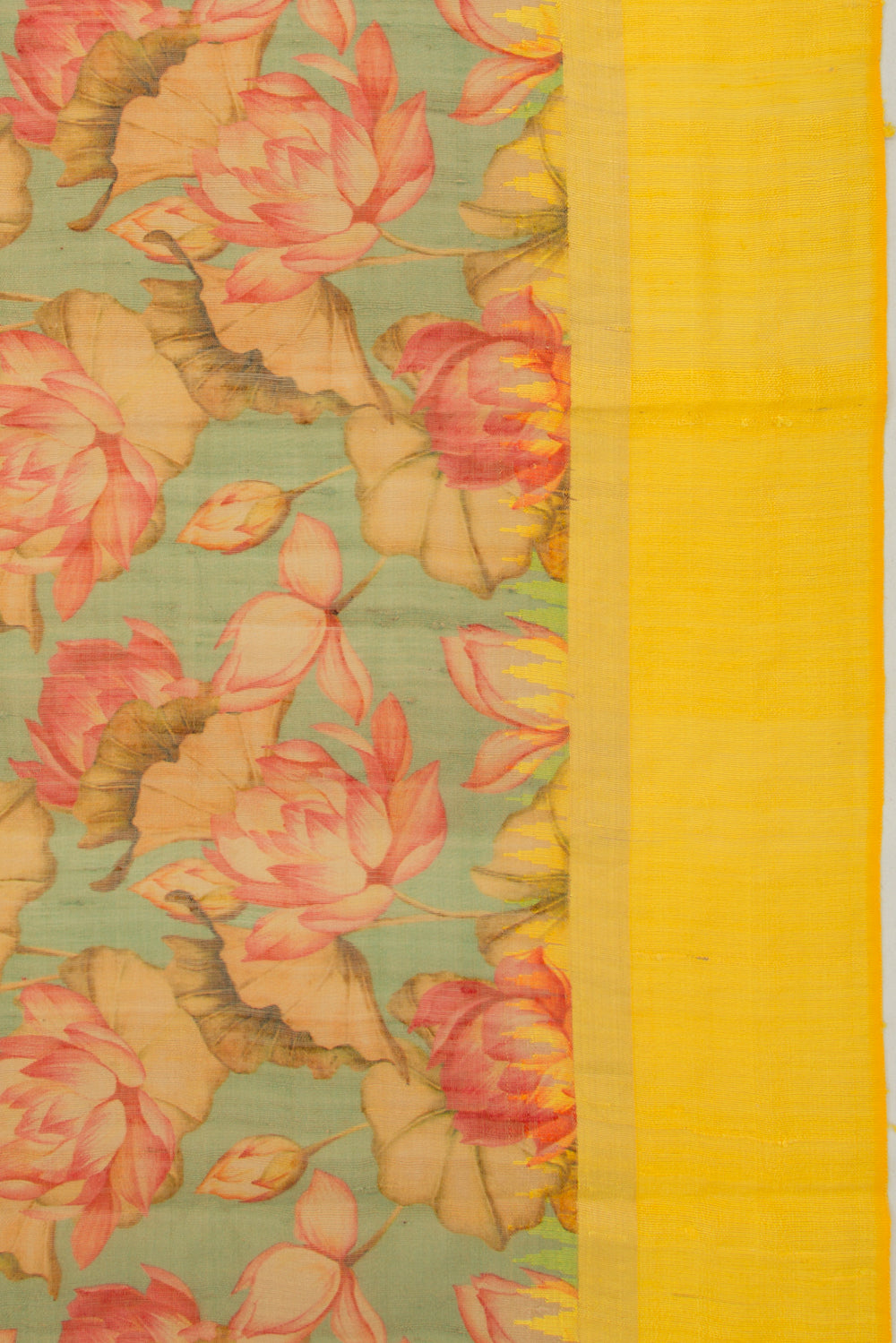 Tussar Printed Green Saree
