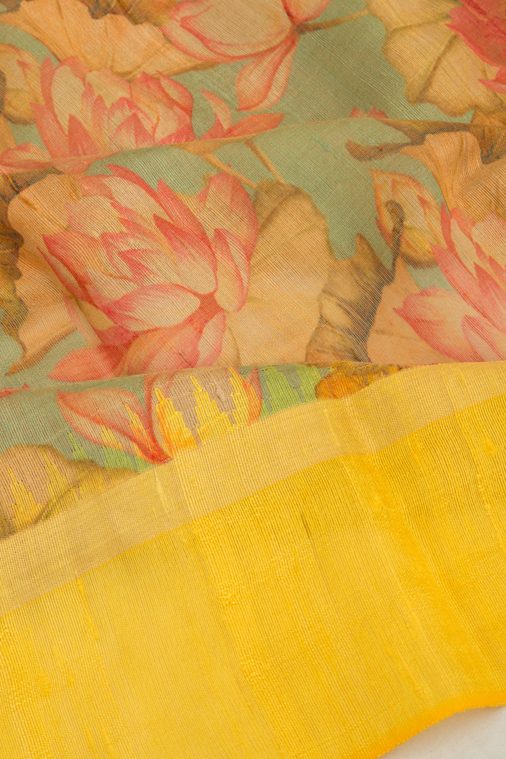 Tussar Printed Green Saree