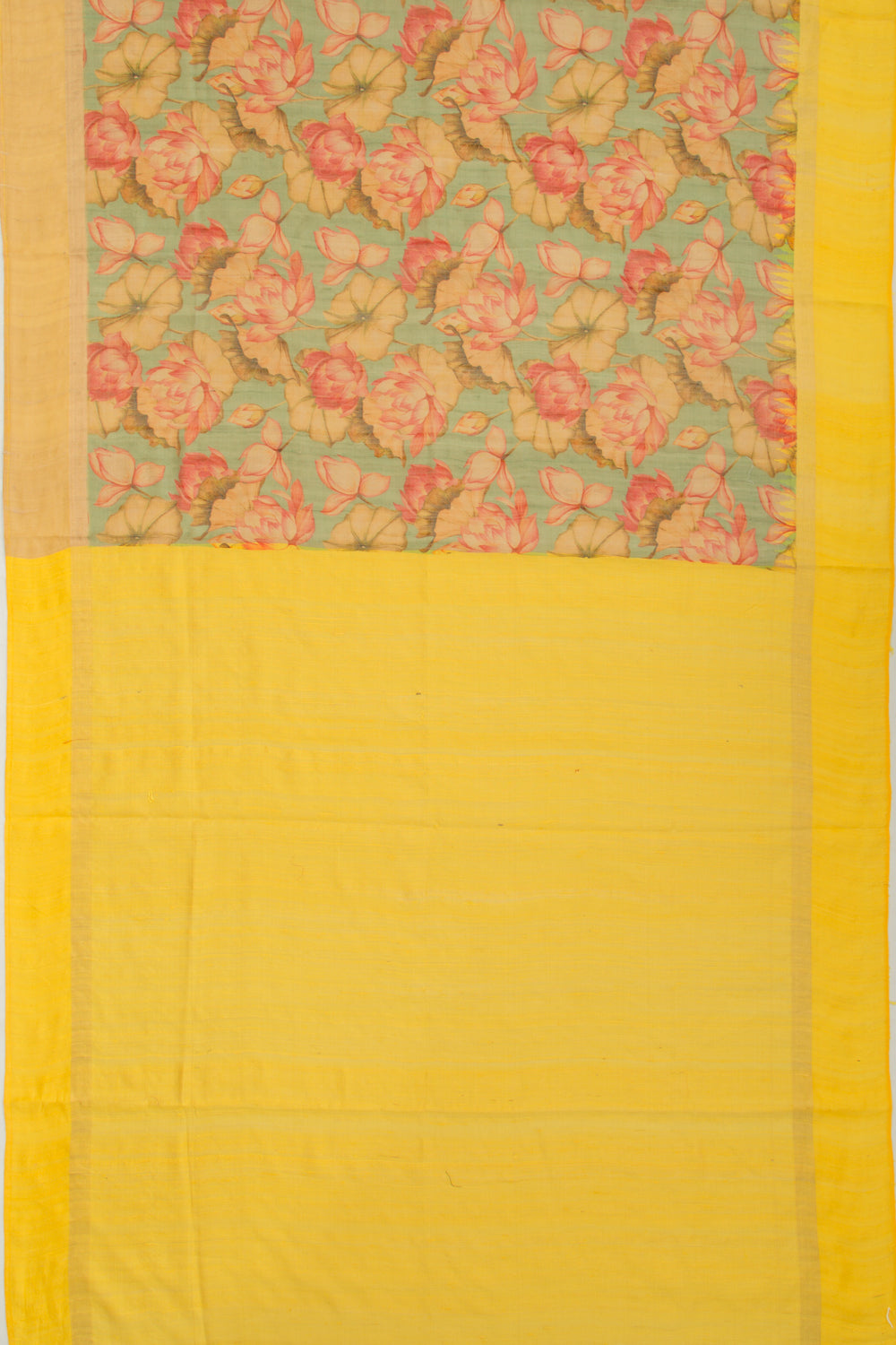 Tussar Printed Green Saree