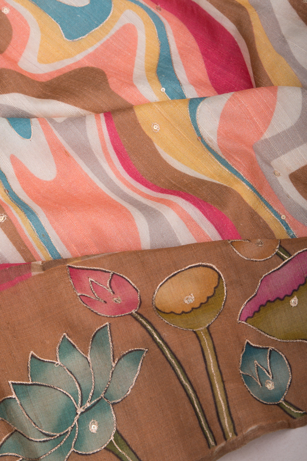Tussar Embroidery And Pichwai Printed Multicolour Saree