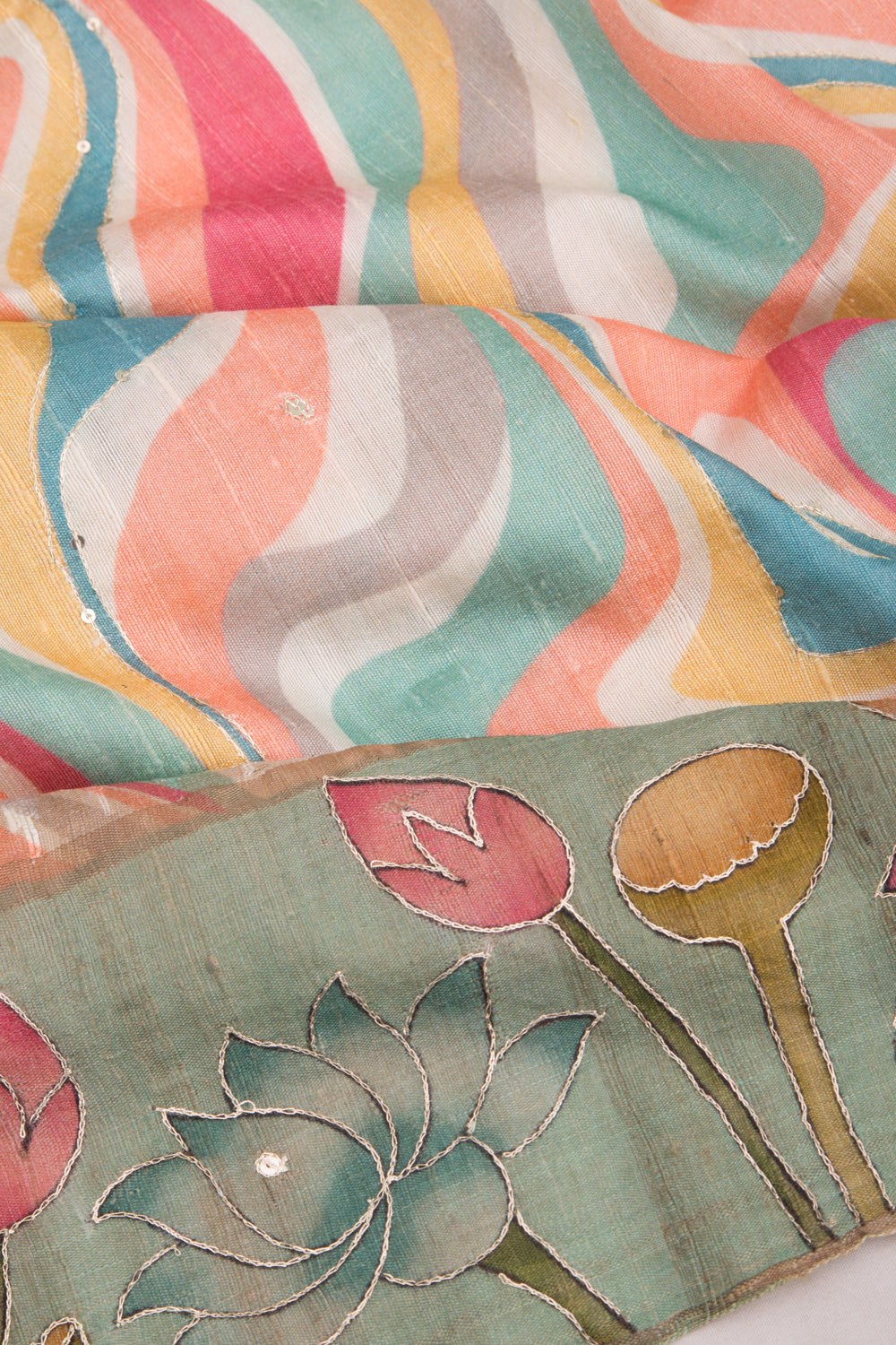 Tussar Embroidery And Butta Multicolour Saree