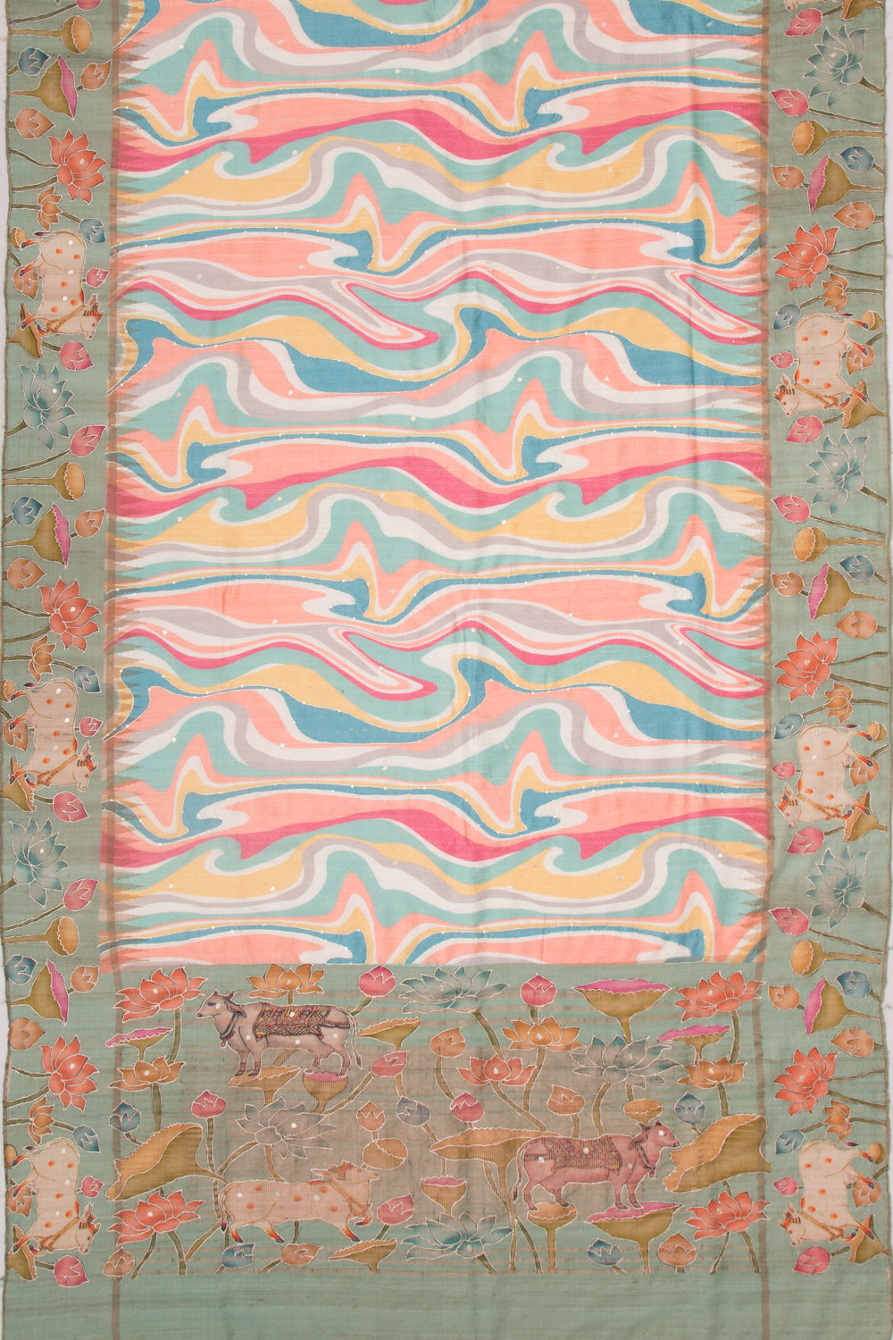 Tussar Embroidery And Butta Multicolour Saree