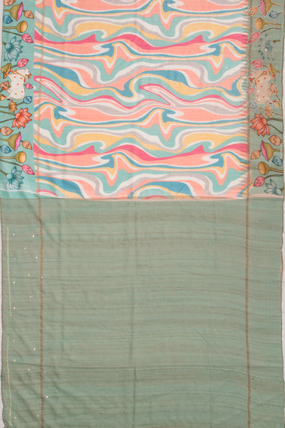 Tussar Embroidery And Butta Multicolour Saree