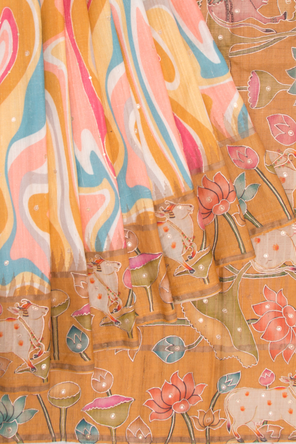 Tussar Printed Multicolour Saree