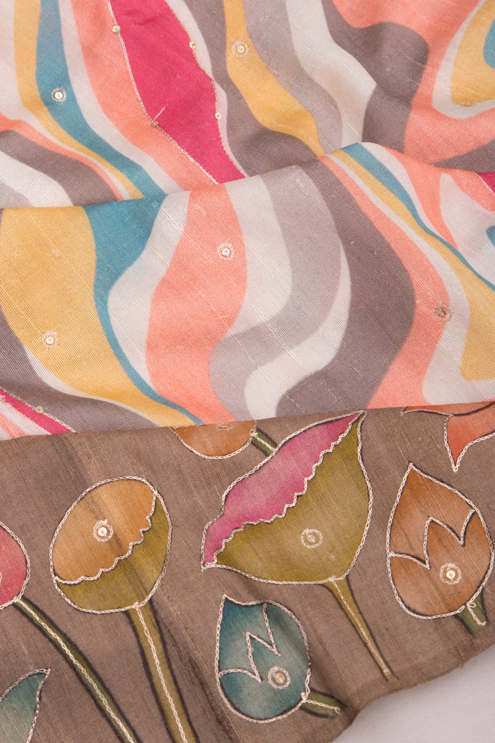 Tussar Embroidery And Pichwai Printed Multicolour Saree