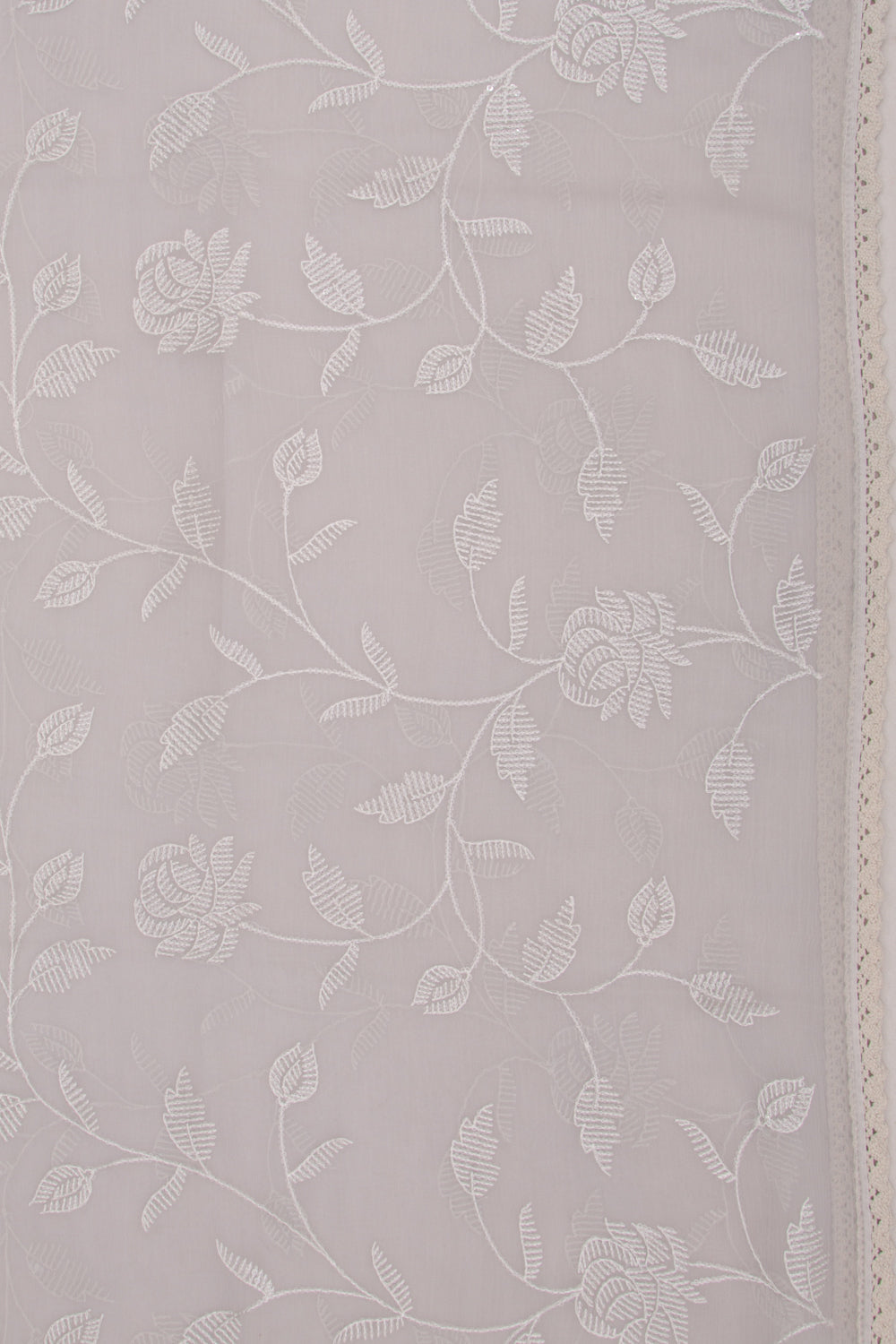 Chiffon Floral Embroidery Grey Saree With Sequin Work