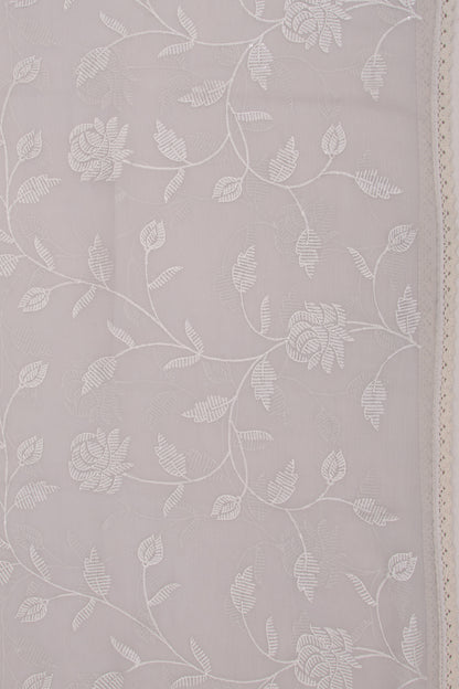 Chiffon Floral Embroidery Grey Saree With Sequin Work