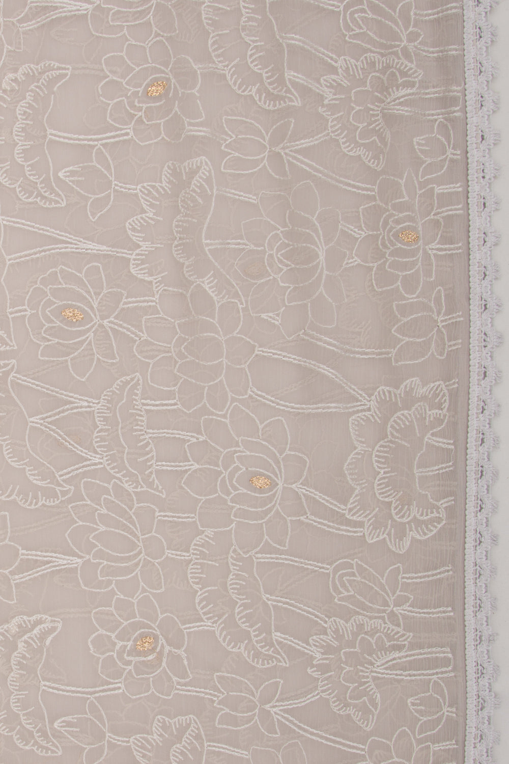 Chiffon Floral Embroidery Grey Saree