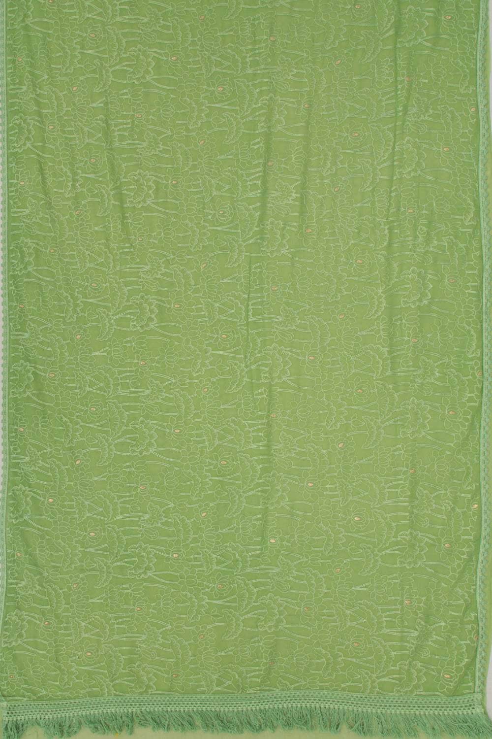 Chiffon Floral Embroidery Green Saree
