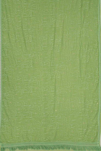 Chiffon Floral Embroidery Green Saree