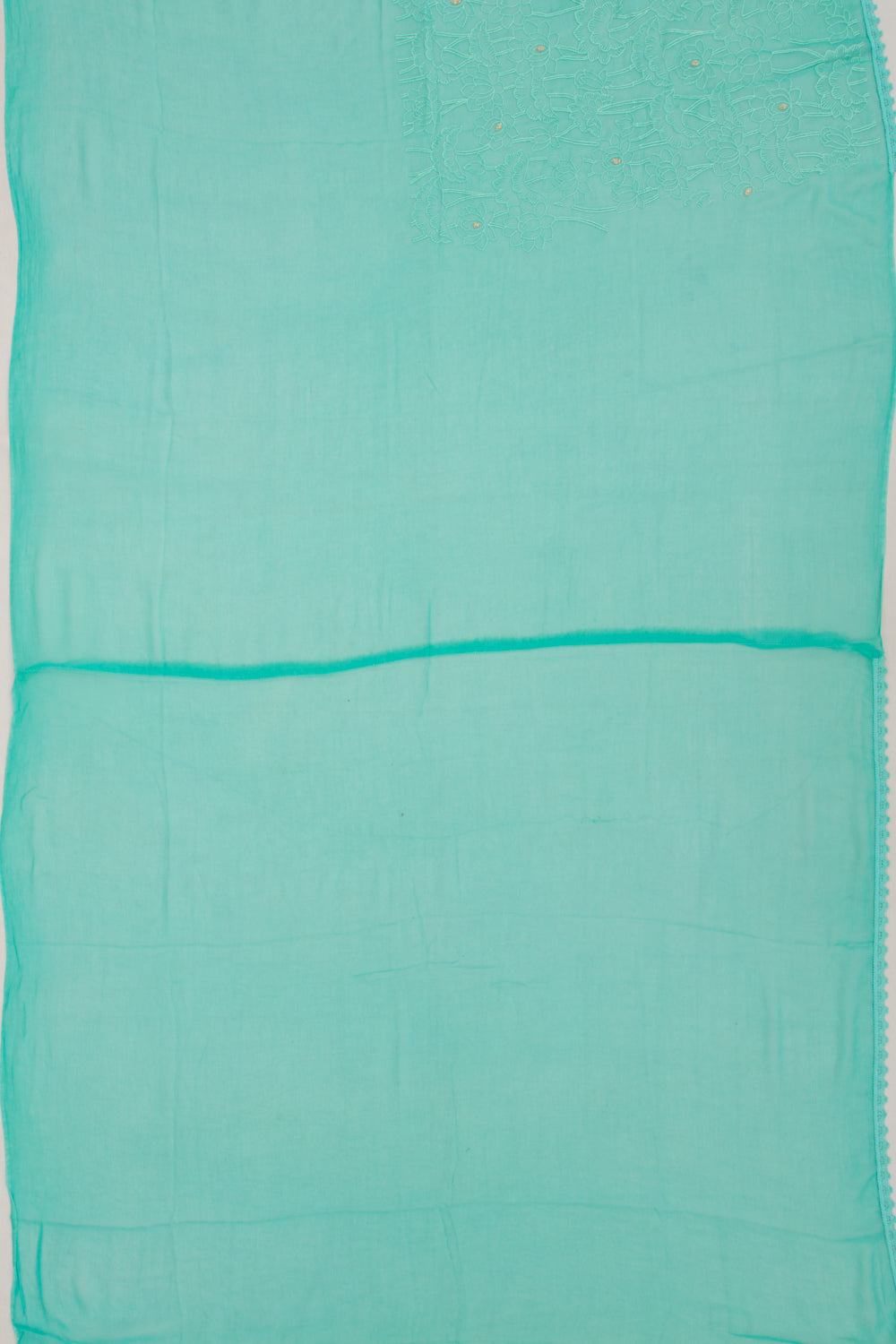 Chiffon Floral Embroidery Sea Green Saree