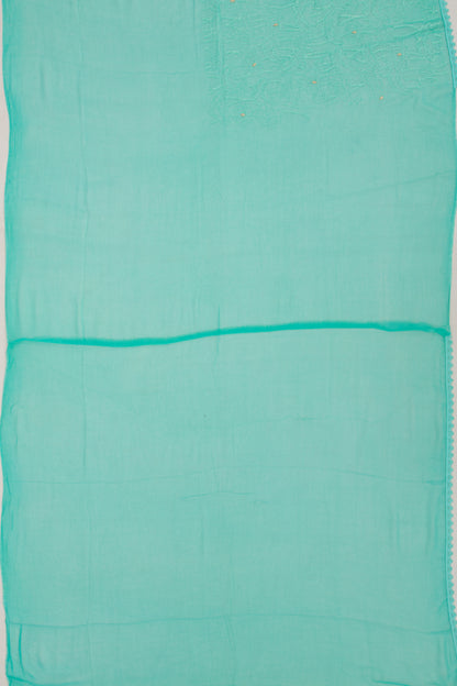 Chiffon Floral Embroidery Sea Green Saree