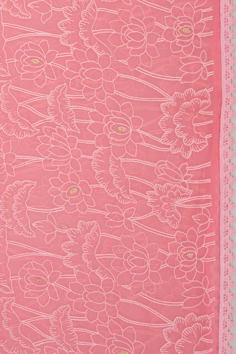 Chiffon Floral Embroidery Baby Pink Saree