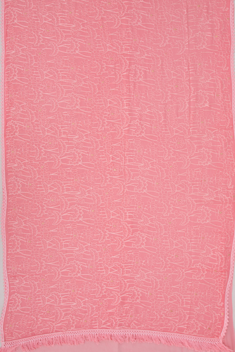 Chiffon Floral Embroidery Baby Pink Saree