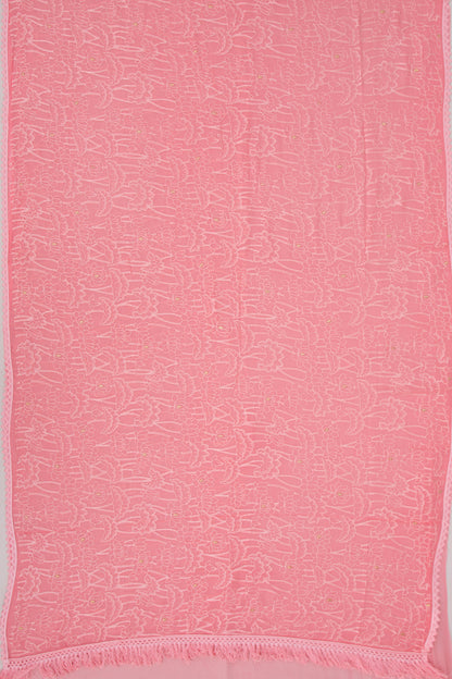 Chiffon Floral Embroidery Baby Pink Saree