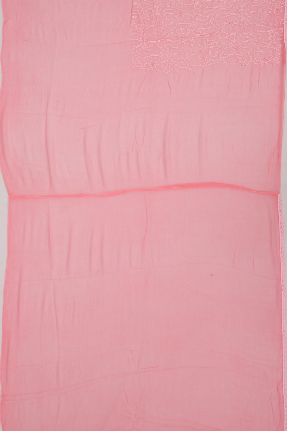 Chiffon Floral Embroidery Baby Pink Saree