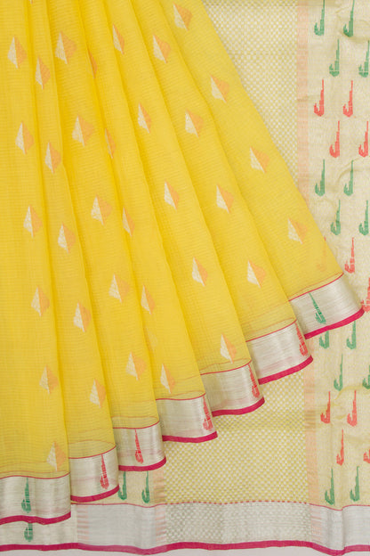 Kota Silk Butta Lemon Yellow Saree