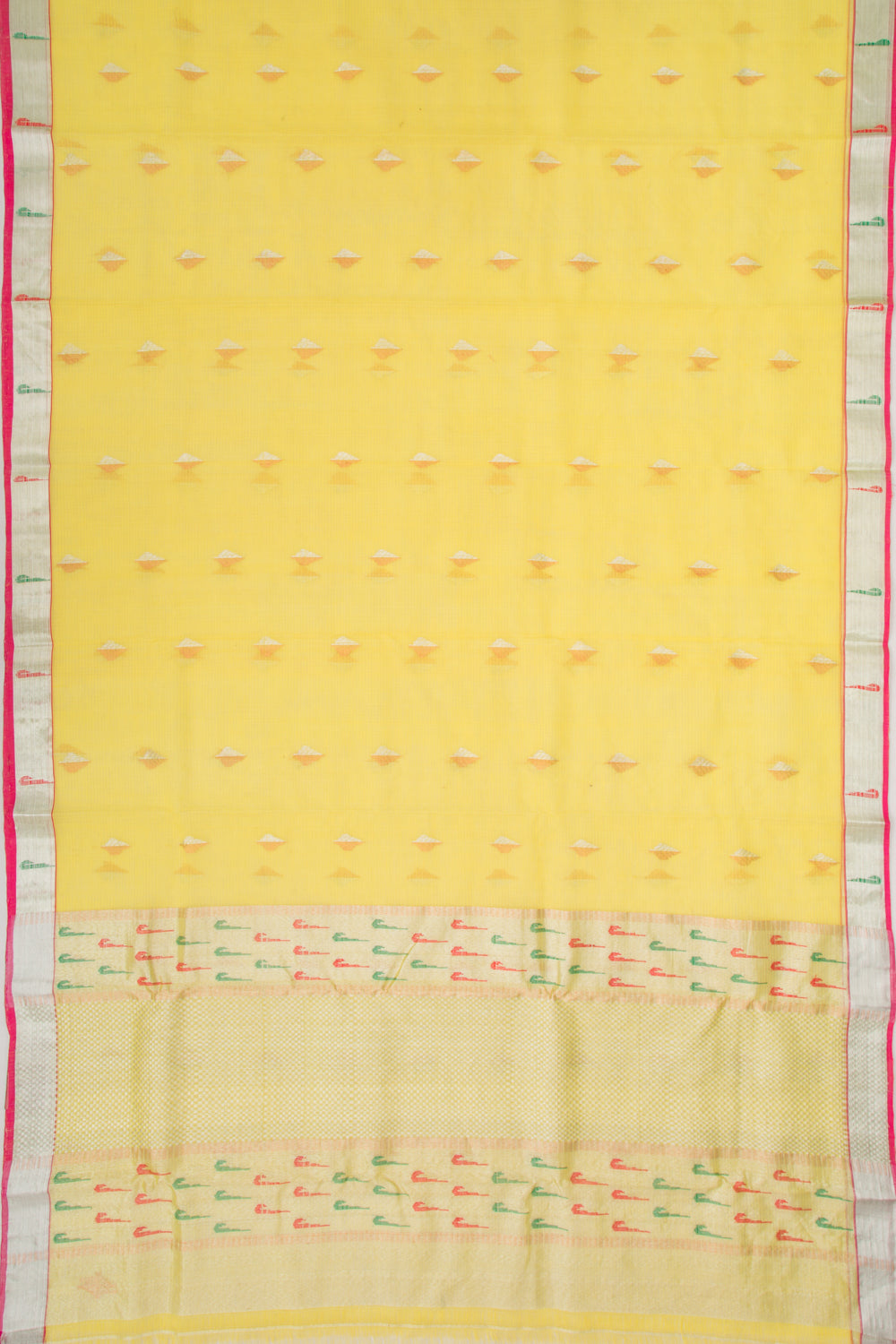 Kota Silk Butta Lemon Yellow Saree