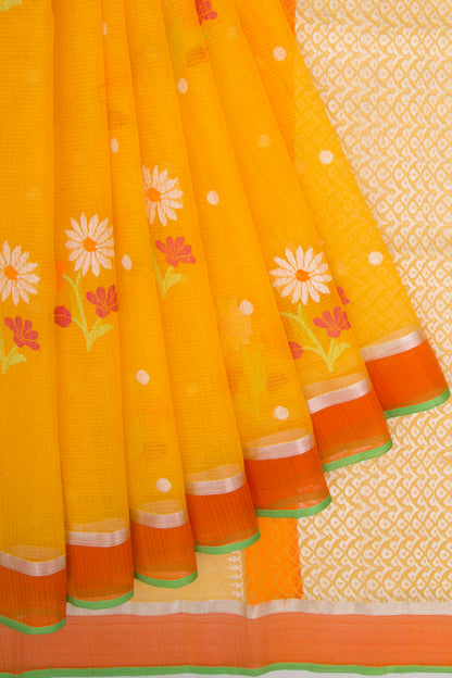Kota Silk Butta Yellow Saree
